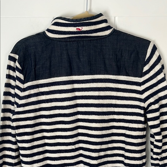 Vineyard Vines Navy and White Striped Quater-Zip Pullover - Picture 4 of 5